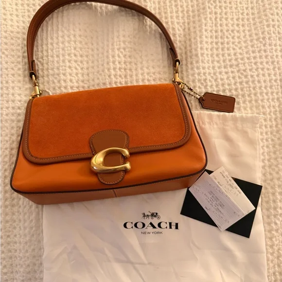 Coach Orange Suede Soft Tabby - Picture 2 of 6